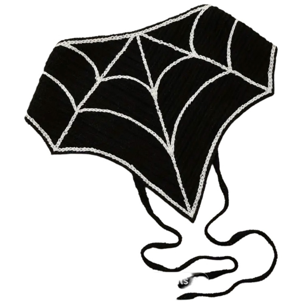 Crocheted spider web head scarf